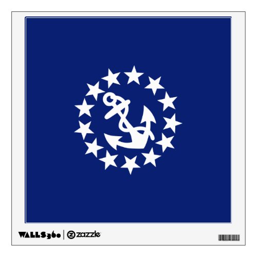 Yacht Flag Anchor Stars Symbol on Blue Wall Sticker