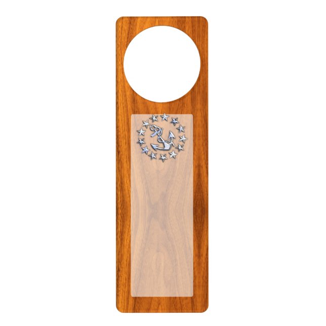 Yacht Flag Symbol on Nautical Teak Wood Print Door Hanger (Front)