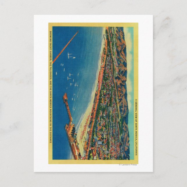 Yacht Harbor, The Palisades, and Santa Monica Postcard (Front)