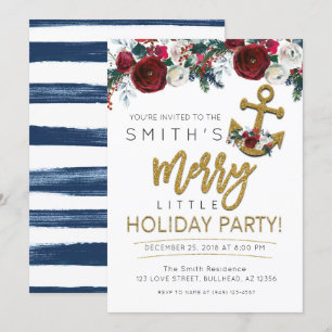Yacht Holiday Party Nautical Christmas Invitation