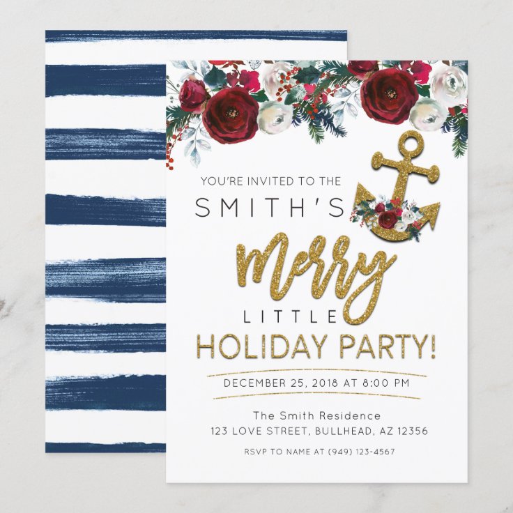 Yacht Holiday Party Nautical Christmas Invitation Zazzle