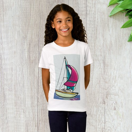 Yacht In Full Sail Girls T_Shirt