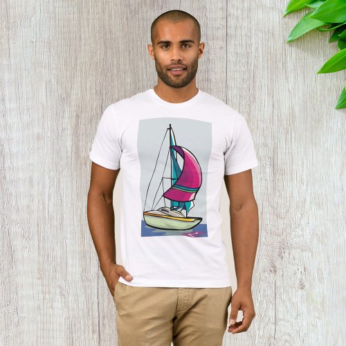 Yacht In Full Sail Mens T_Shirt