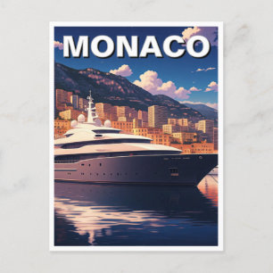 Yacht in Monaco Monte Carlo Europe Travel Postcard