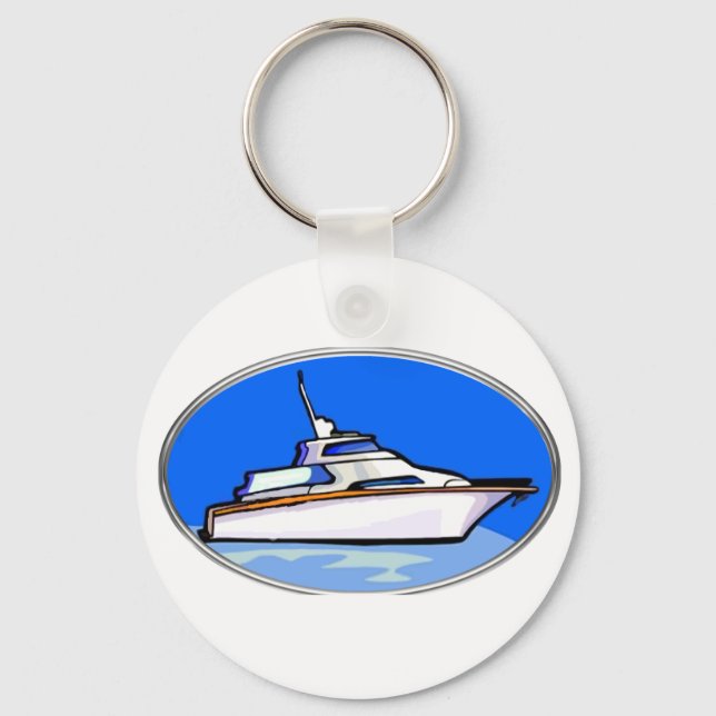 Yacht in Oval Keychain (Front)