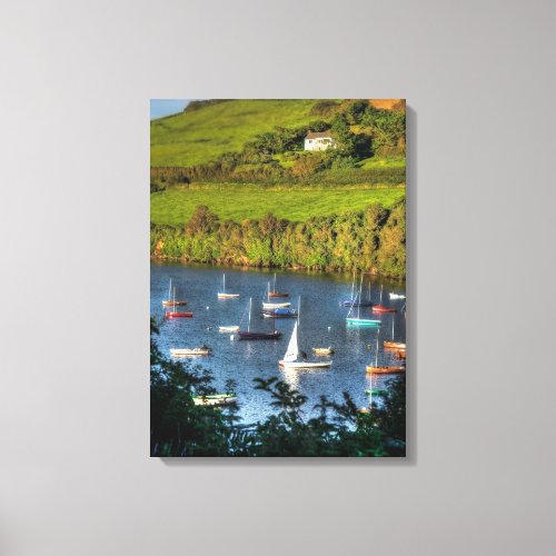 Yacht Moorings on the River Avon at Bantham Canvas Print