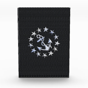 Yacht Naval Flag Anchor and Stars Acrylic Award