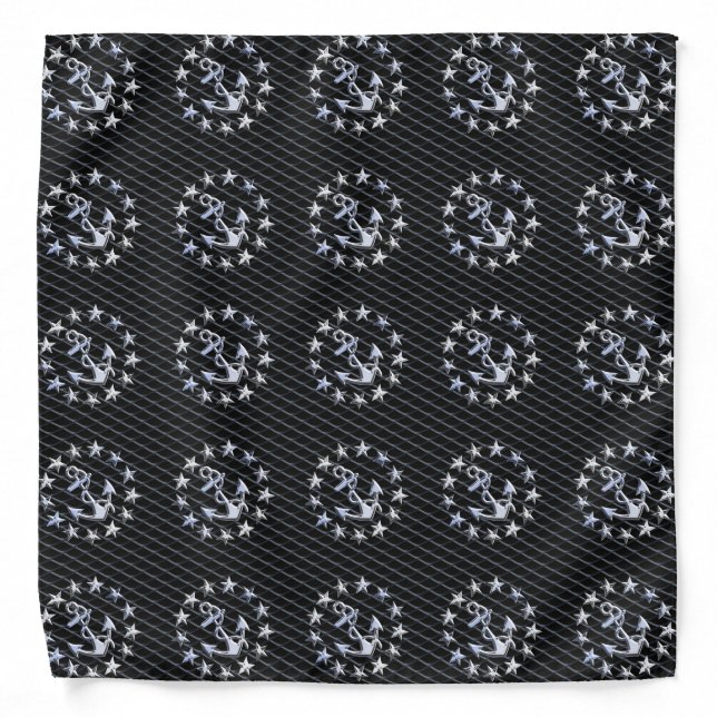 Yacht Naval Flag Anchor and Stars Bandana (Front)
