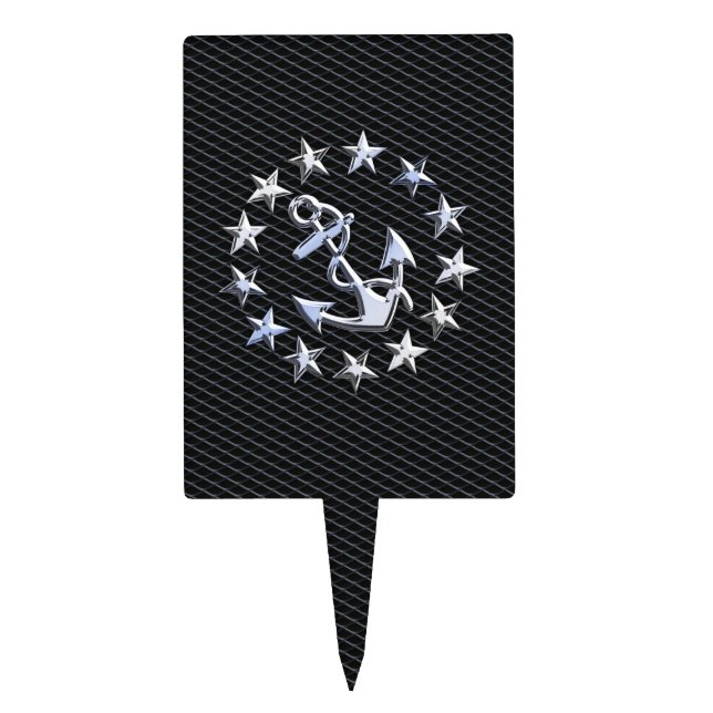 Yacht Naval Flag Anchor and Stars Cake Topper (Front)