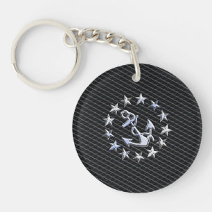 Yacht Naval Flag Anchor and Stars Keychain