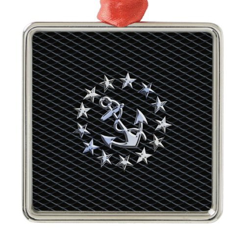 Yacht Naval Flag Anchor and Stars Metal Ornament