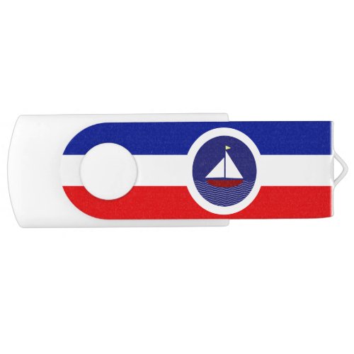Yacht on blue red and white stripes flash drive