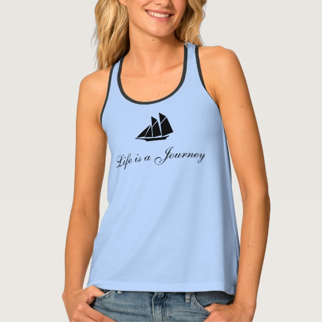 Yacht on Light Blue Tank Top (Front)