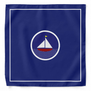 Yacht on Navy Blue Nautical Bandana