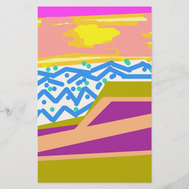 Yacht on Pink Notepad Stationery (Front)