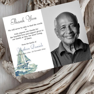 Yacht on the Ocean Funeral Thank You Cards
