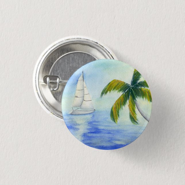Yacht on the sea Palma Button (Front & Back)