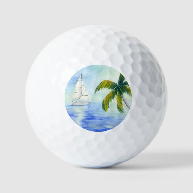Yacht on the sea Palma Golf Balls (Front)
