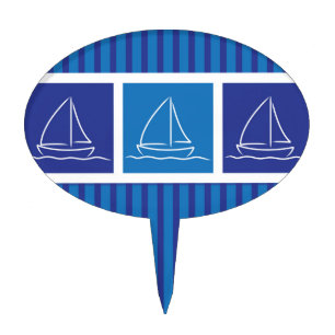 Yacht pattern cake topper