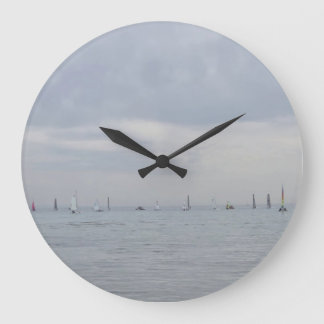 Yacht race boats in a line large clock