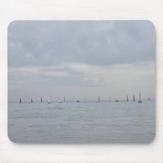 Yacht race boats in a line mouse pad (Front)