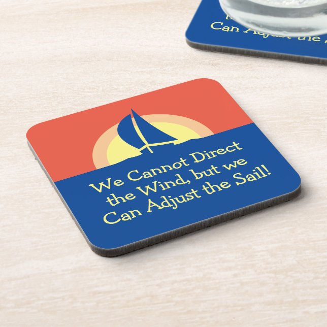 Yacht Racing Sailing With Sunset Beverage Coaster (Left Side)