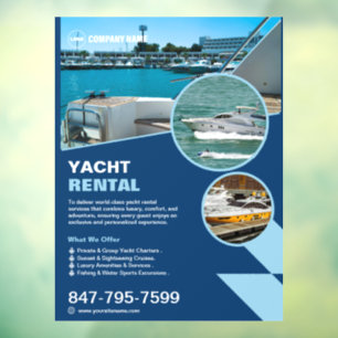 Yacht Rental Custom Editable  Window Cling