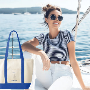 Yacht Sail Boat Contrast Trim Tote Bag