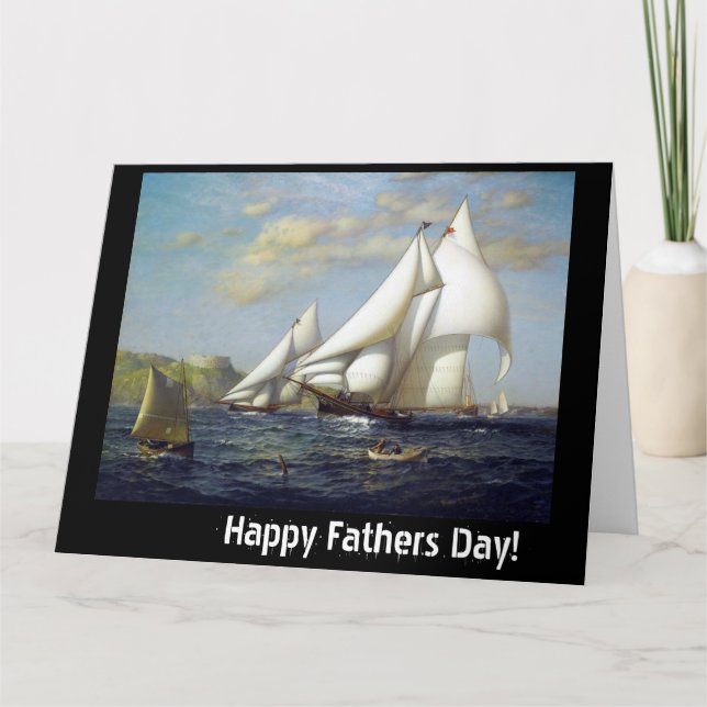 Yacht Sailboats Ocean Boat Race Fathers' Day Card (Front)
