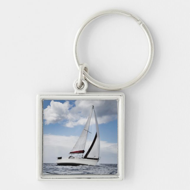Yacht Sailing In Open Sea Keychain (Front)