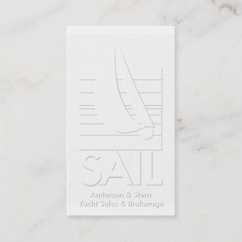 Yacht sales &amp; brokerage embossed-look business card