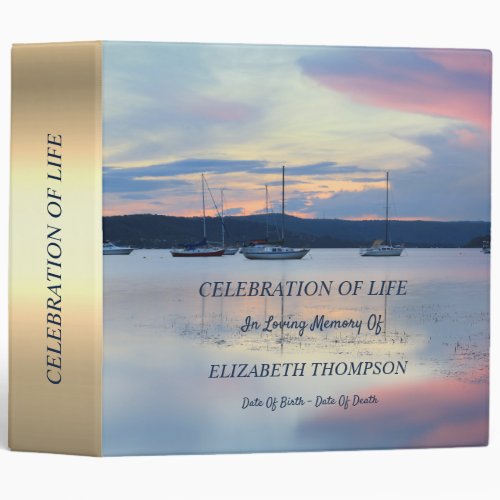 Yacht Sunset Celebration of Life  3 Ring Binder