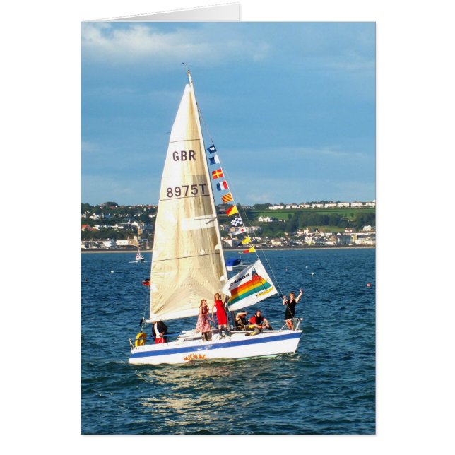 Yacht with flags cards (Front)