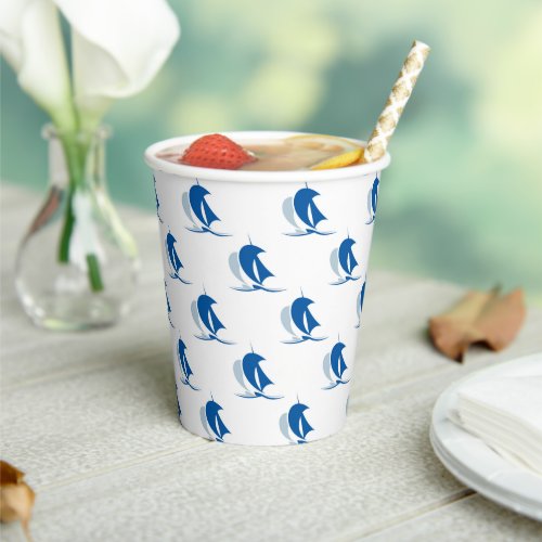 Yacht With Sails Pattern Paper Cups