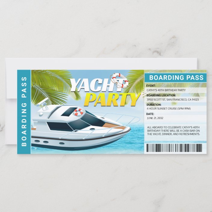 yacht party invite zazzle