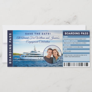 Yachting Engagement Party Invitation Boarding Pass