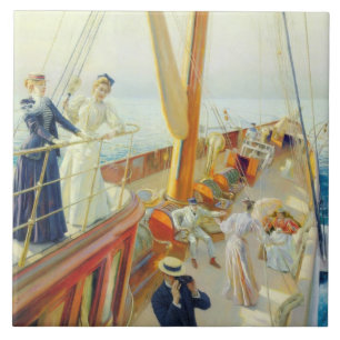 Yachting in the Mediterranean (by J.L. Stewart) Ceramic Tile