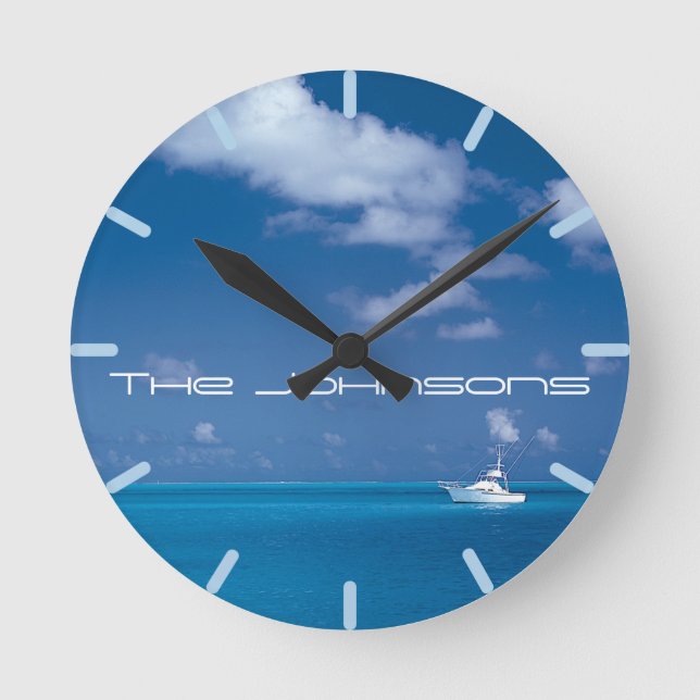 Yachting into the Blue Round Clock (Front)