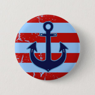 yachting striped nautical anchor button