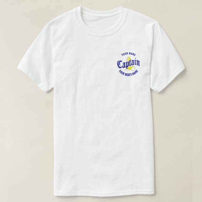Yachts name and boat captain T-Shirt (Design Front)