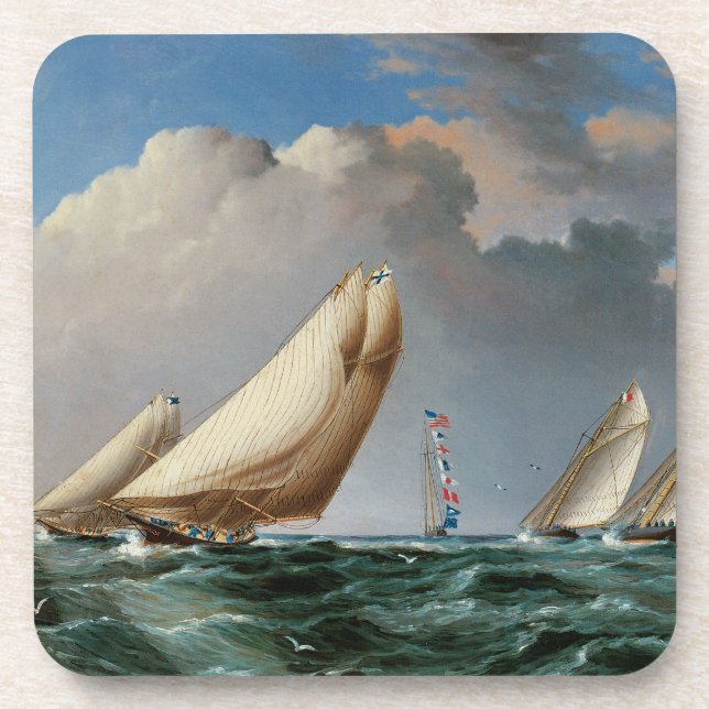 Yachts Rounding The Mark Drink Coaster (Front)
