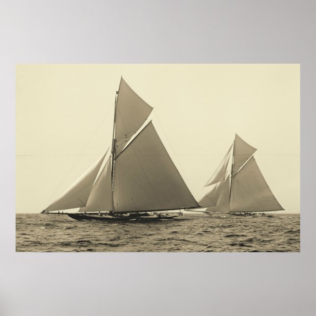 Yachts Valkyrie II and Vigilant Race for America's Poster (Front)
