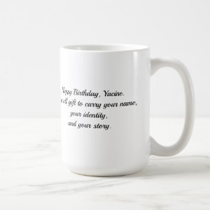 Yacine – Arabic Kufi Calligraphy Birthday Mug