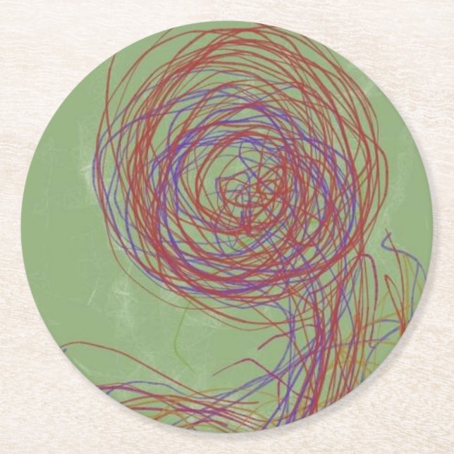 Yaei abstract art round paper coaster (Front)