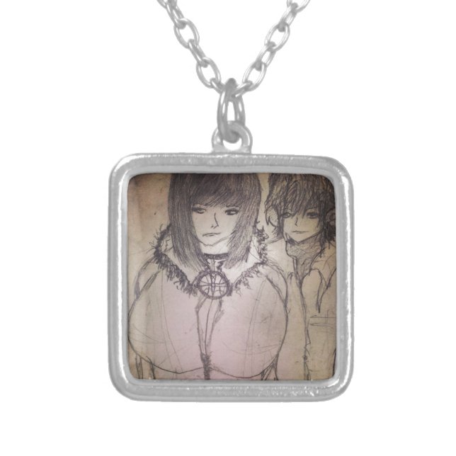 yaei anime big bosom waifu silver plated necklace (Front)