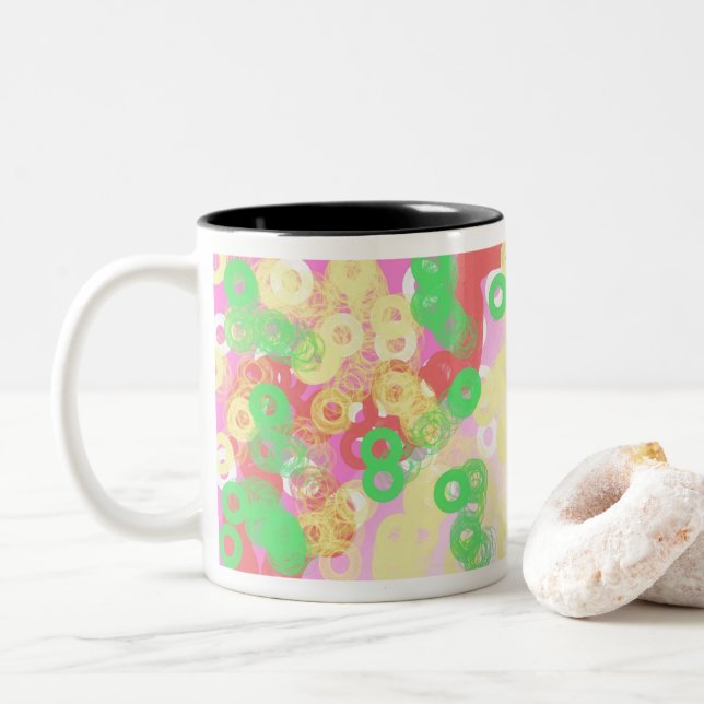 yaei candy design so fantastic Two-Tone coffee mug (With Donut)