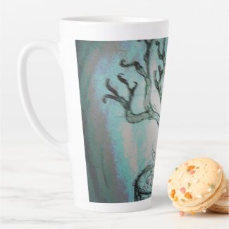 yaei dead bonsai tree drawing art  latte mug