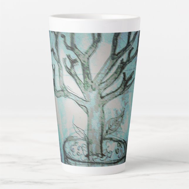 yaei dead bonsai tree drawing art  latte mug (Front)