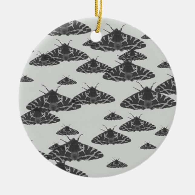 Yaei moth butterflies in white background ceramic ornament (Front)