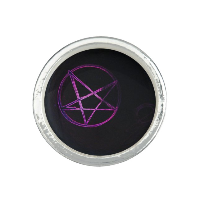 yaei purple pentagram satanic star  ring (Front)